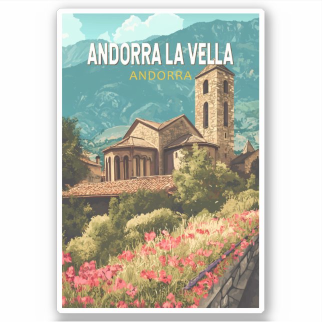 Andorra la Vella Reisen Vintag Aufkleber (Vorderseite)