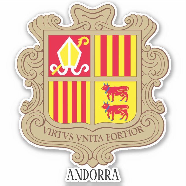 Andorra National Coat of Arms Patriotic Aufkleber (Vorderseite)