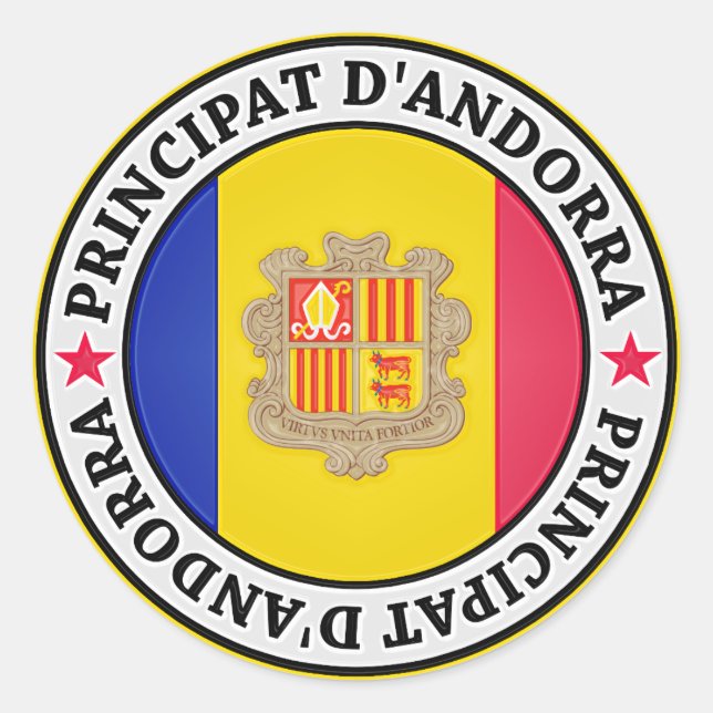 Andorra Round Emblem Runder Aufkleber (Vorderseite)