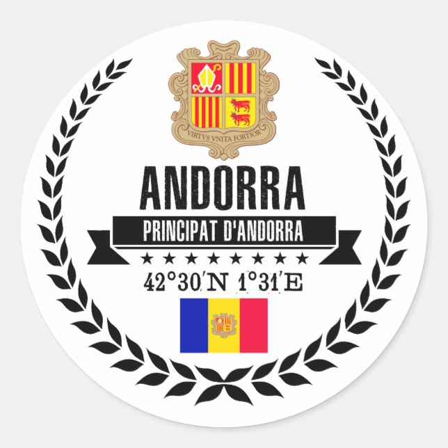 Andorra Runder Aufkleber (Vorderseite)