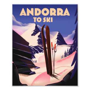 Andorra-Ski-Plakat. Postkarte Fotodruck