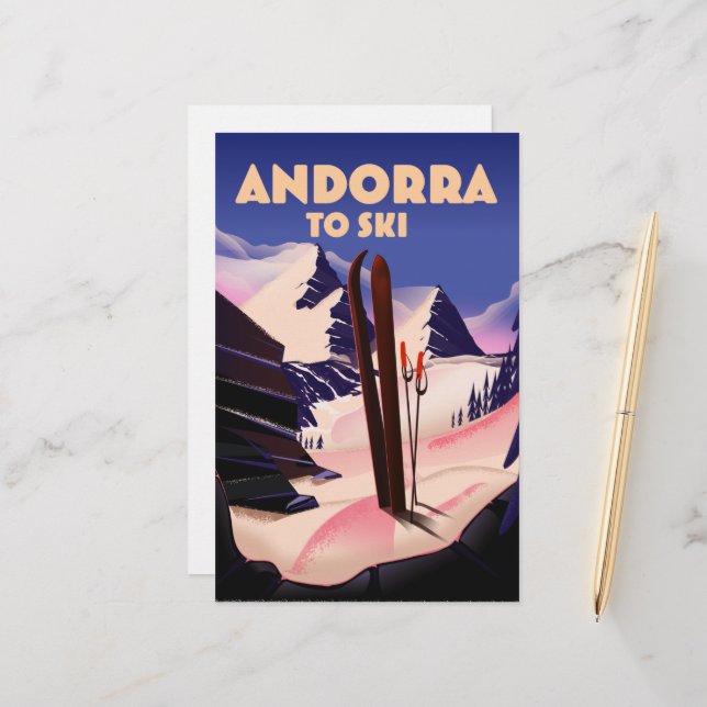 Andorra Skipposter. Briefpapier (Vorderseite/Rückseite Beispiel)