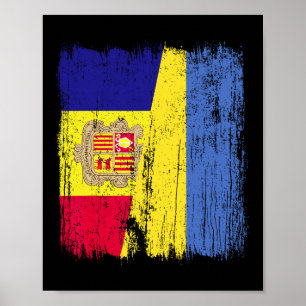 Andorra Ukraine Halbflagge Andorianische Ukrainisc Poster