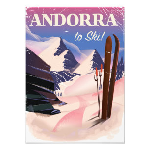Andorra Vintage-Skiposter Fotodruck