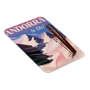 Andorra Vintage-Skiposter Magnet