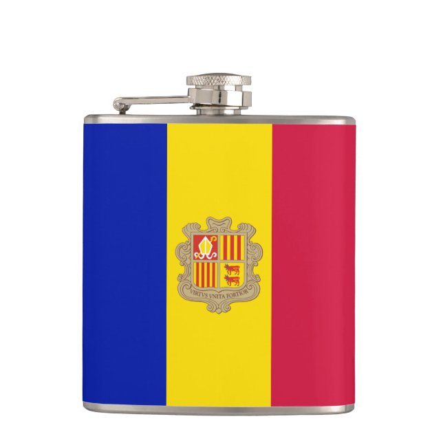 Andorran Flag & travel Andorra /Sportfans Flachmann (Vorderseite)