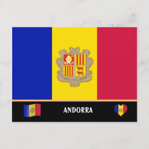 Andorranische Flagge & Andorranisches Reiseland /  Postkarte