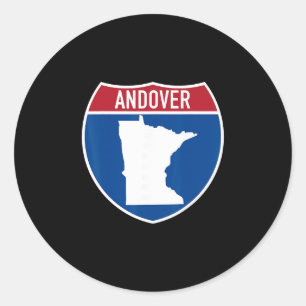 Andover Minnesota Karte Highway Interstate Schild  Runder Aufkleber