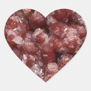 Andradit-Granat und Calcit-Kristall-Mineral Herz-Aufkleber