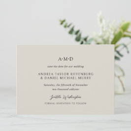 Andrea Beige Elegant Wedding Save The Date