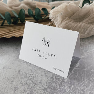ANDREA Blanc Noir Minimal Mariage Cartes de Place