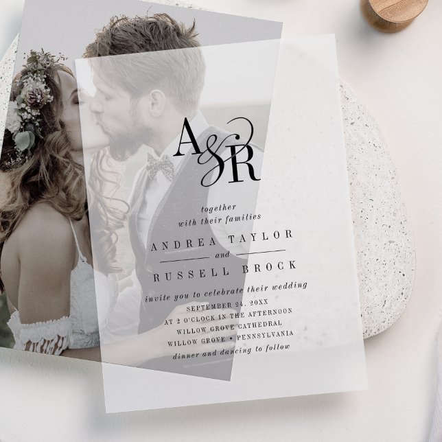 ANDREA Einfache moderne Minimalistische klassische (ANDREA Simple Modern Minimalist Classic Wedding Vellum Invitations)