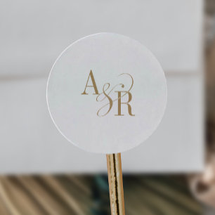 ANDREA Elegant Gold Einfache formale Hochzeitserie Runder Aufkleber