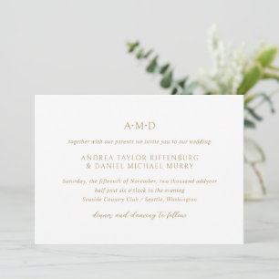 Andrea Gold Elegant Wedding Einladung