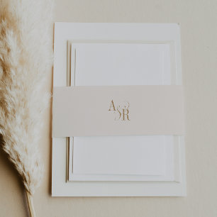 ANDREA Modernes Gold Cream Minimal Einfache Hochze Einladungsbanderole