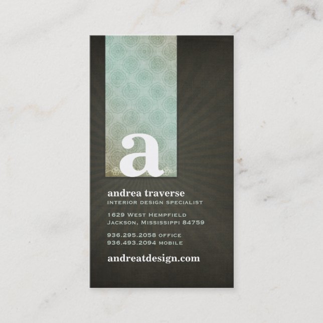 Andrea Monogram Business Cards Visitenkarte (Vorderseite)
