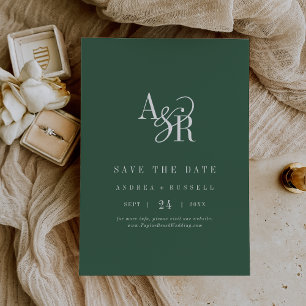 ANDREA Monogramm Einfache Dunkelgrüne Minimale Hoc Save The Date