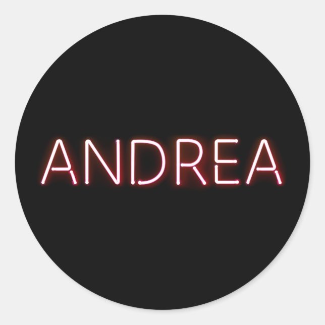 Andrea Name in Glows Neon Lights Runder Aufkleber (Vorderseite)