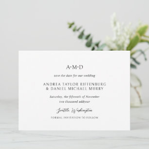 Andrea Schwarz-weiß Elegant Wedding Save The Date