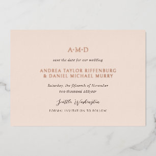 Andrea Tan Elegante Hochzeit Save-the-Date Folieneinladung