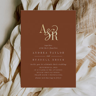 ANDREA Terrakotta Goldfolie Formal Elegante Hochze Folieneinladung