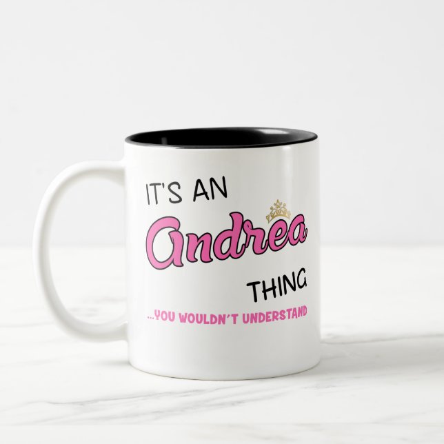 Andrea, was Sie nicht verstehen würden Zweifarbige Tasse (Links)