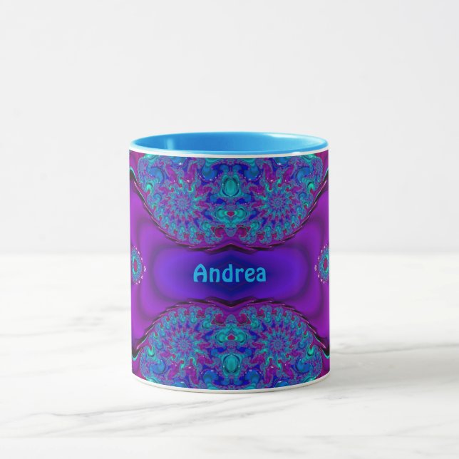 ANDREA ~ Zany 3D ~ Blau, Grün und Lila Tasse (Zentrum)