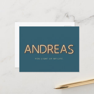 Andreas Name in Glows Neon Lights Novelty Postkarte