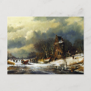 Andreas Schelfhout Holländische Landschaft mit Zah Postkarte