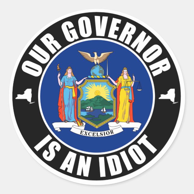 Andrew Cuomo ist ein Idiot Runder Aufkleber (Vorderseite)