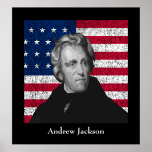 Andrew Jackson und die US-Flagge Poster