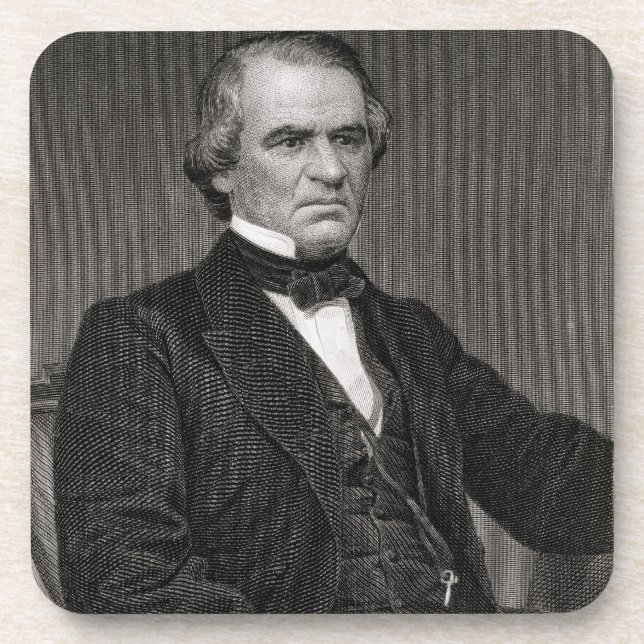 Andrew Johnson, graviert von einer Fotografie Getränkeuntersetzer (Vorderseite)