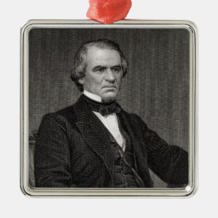 Andrew Johnson, graviert von einer Fotografie Silbernes Ornament