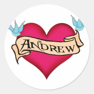 Andrew - kundenspezifische Herz-Tätowierungs-T - Runder Aufkleber