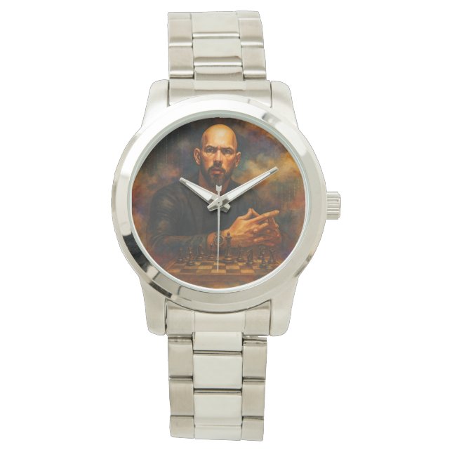 Andrew Tate Oversized Silver Bracelet Watch Armbanduhr (Vorderseite)