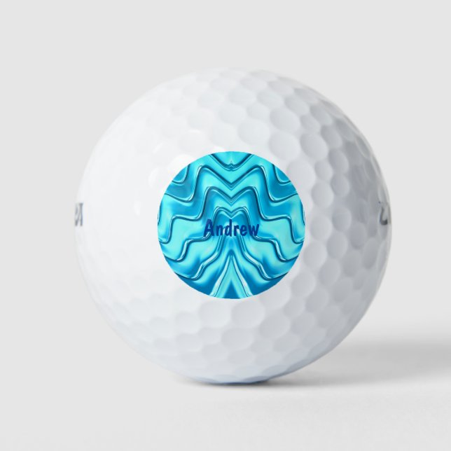 ANDREW ~ WAVES Aqua Blue Shades Fraktal ~ niedlich Golfball (Vorderseite)
