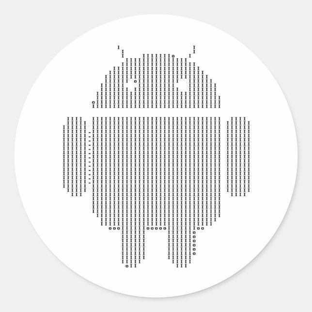 Android - Ascii schwarz Runder Aufkleber (Vorderseite)