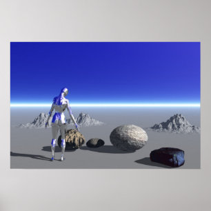 Android auf dem blauen Planeten Poster