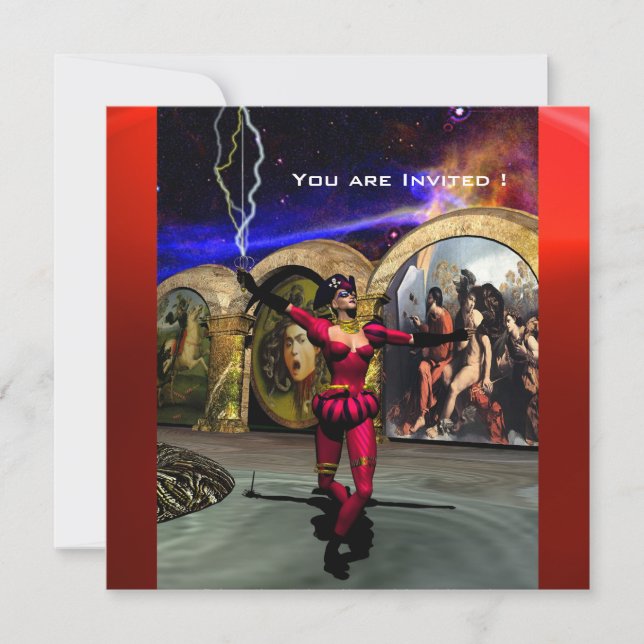 ANDROID BALLET, Red Fuchsia Blue Science Fiction Einladung (Vorderseite)