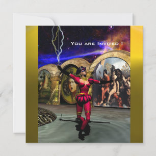 ANDROID BALLET, Rot-Gelb-Blau-Science Fiction Einladung
