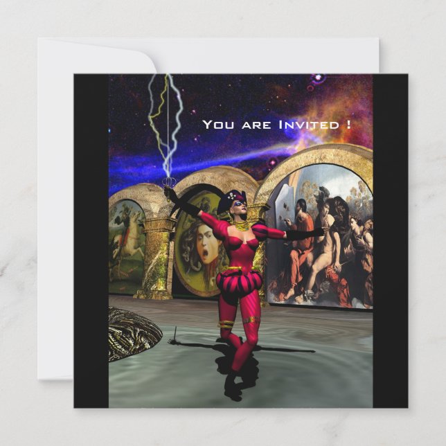 ANDROID BALLET, Schwarz-Blau-Science Fiction Einladung (Vorderseite)