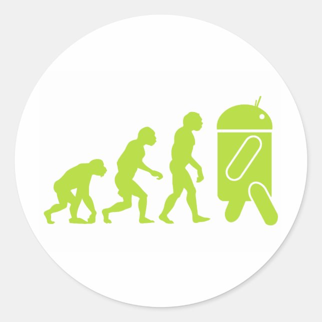 Android-Evolution Runder Aufkleber (Vorderseite)