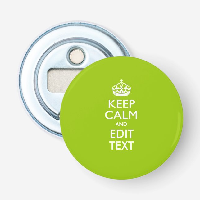 Android Green Behalte Ruhe und Ihren Text Flaschenöffner (Vorderseite)