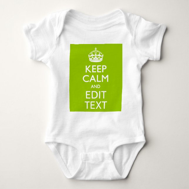 Android Green Style Behalte Ruhe und Ihren Text Baby Strampler (Vorderseite)