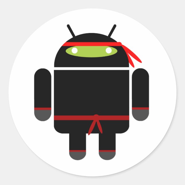 Android Ninja Runder Aufkleber (Vorderseite)