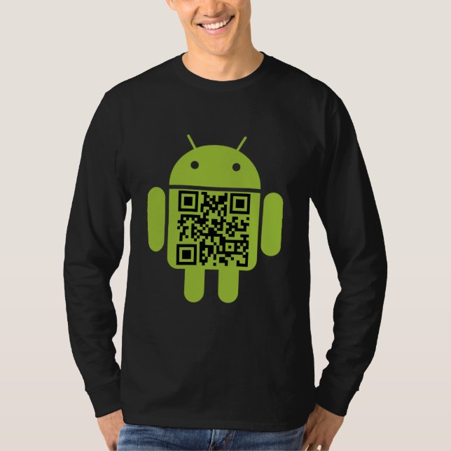 Android QR-Code Herren lange Schlange T-Shirt (Vorderseite)