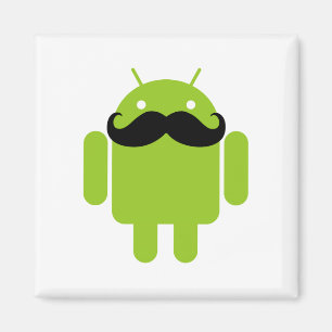 Android Robot Black Mustache Graphic Magnet