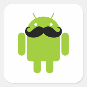 Android Robot Black Mustache Graphic Quadratischer Aufkleber