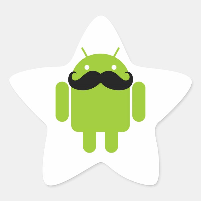 Android Robot Black Mustache Graphic Stern-Aufkleber (Vorderseite)