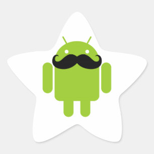 Android Robot Black Mustache Graphic Stern-Aufkleber